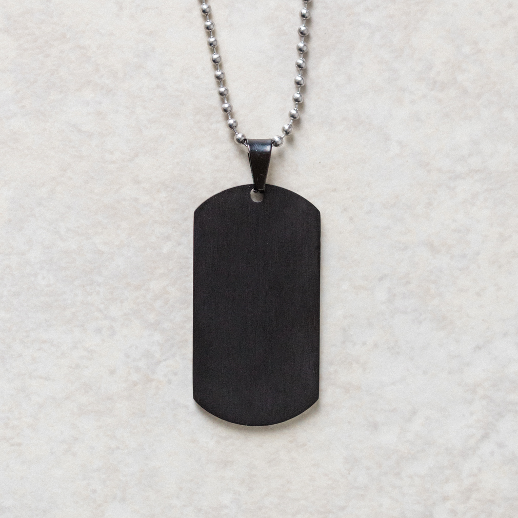 Buy Gold and Black Stainless Steel Gunmetal Grid Pattern Inlaid Dog Tag  Pendant with Chain Online - Inox Jewelry India
