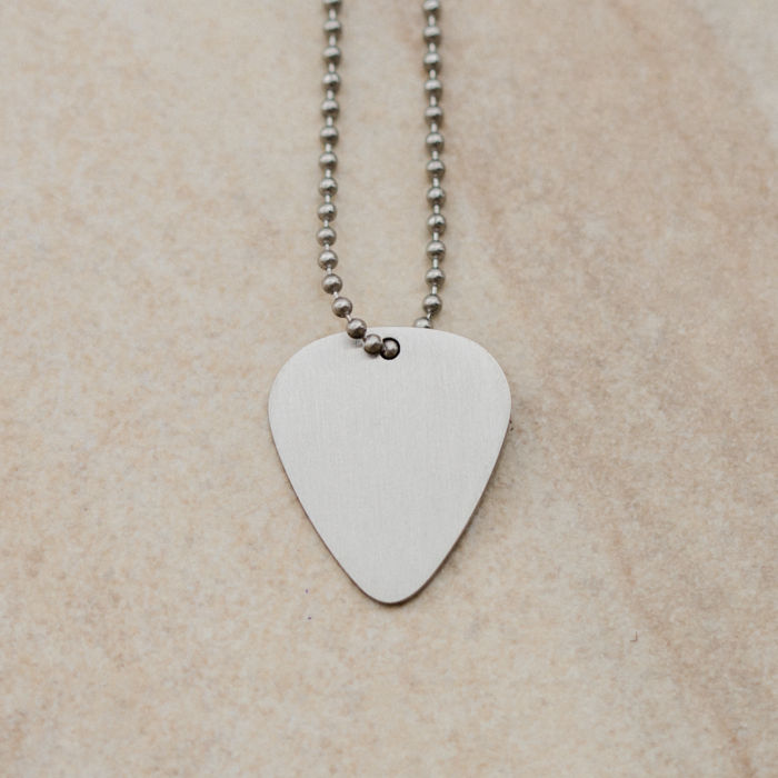 Guitar Pick Necklace with Electric Guitar Engraving Metal 