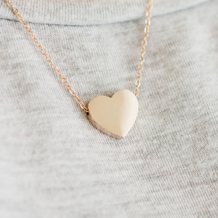 Personalized Mini Heart Necklace - Rose Gold