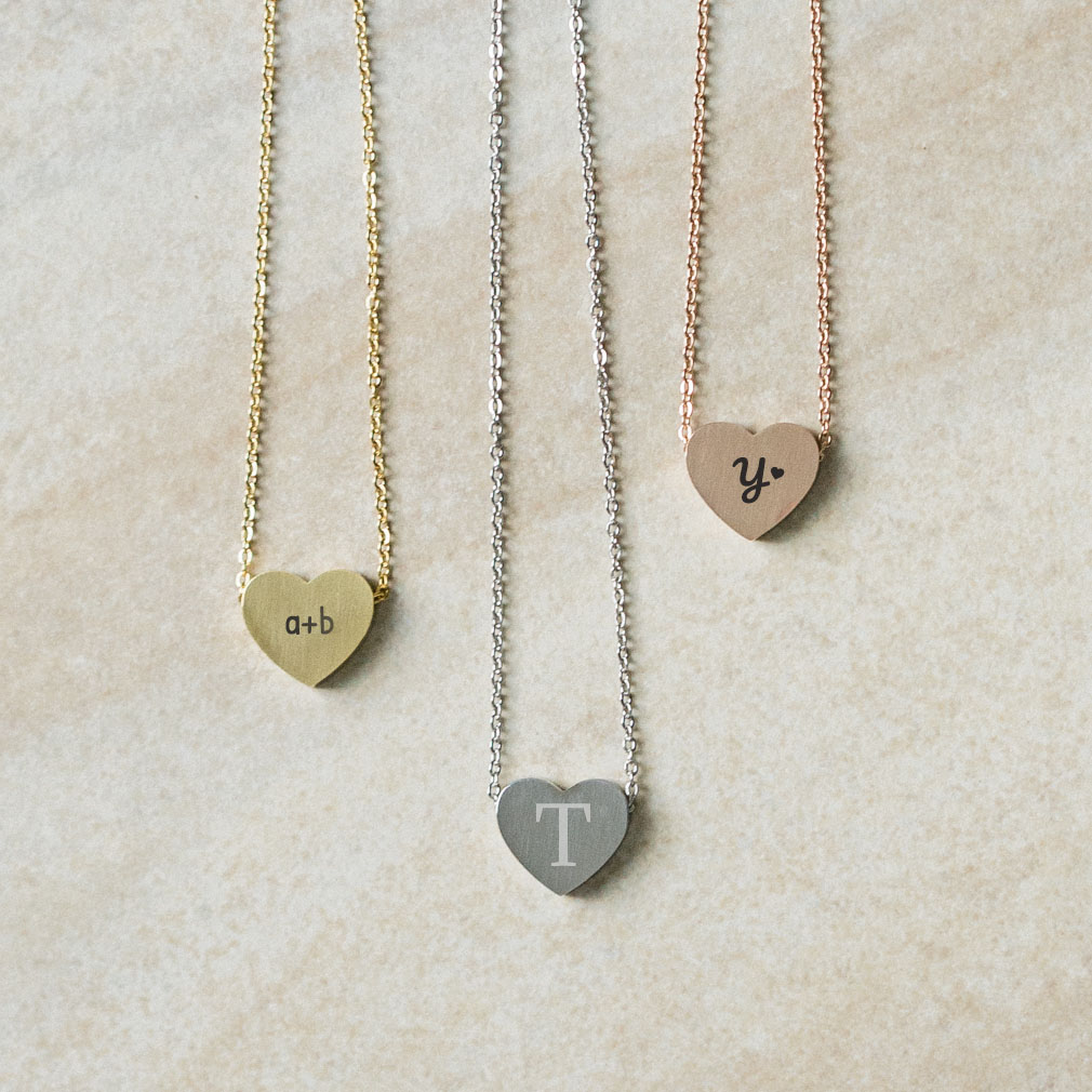 Mini Initial Heart Necklace | Design Your Own at EngraveCo
